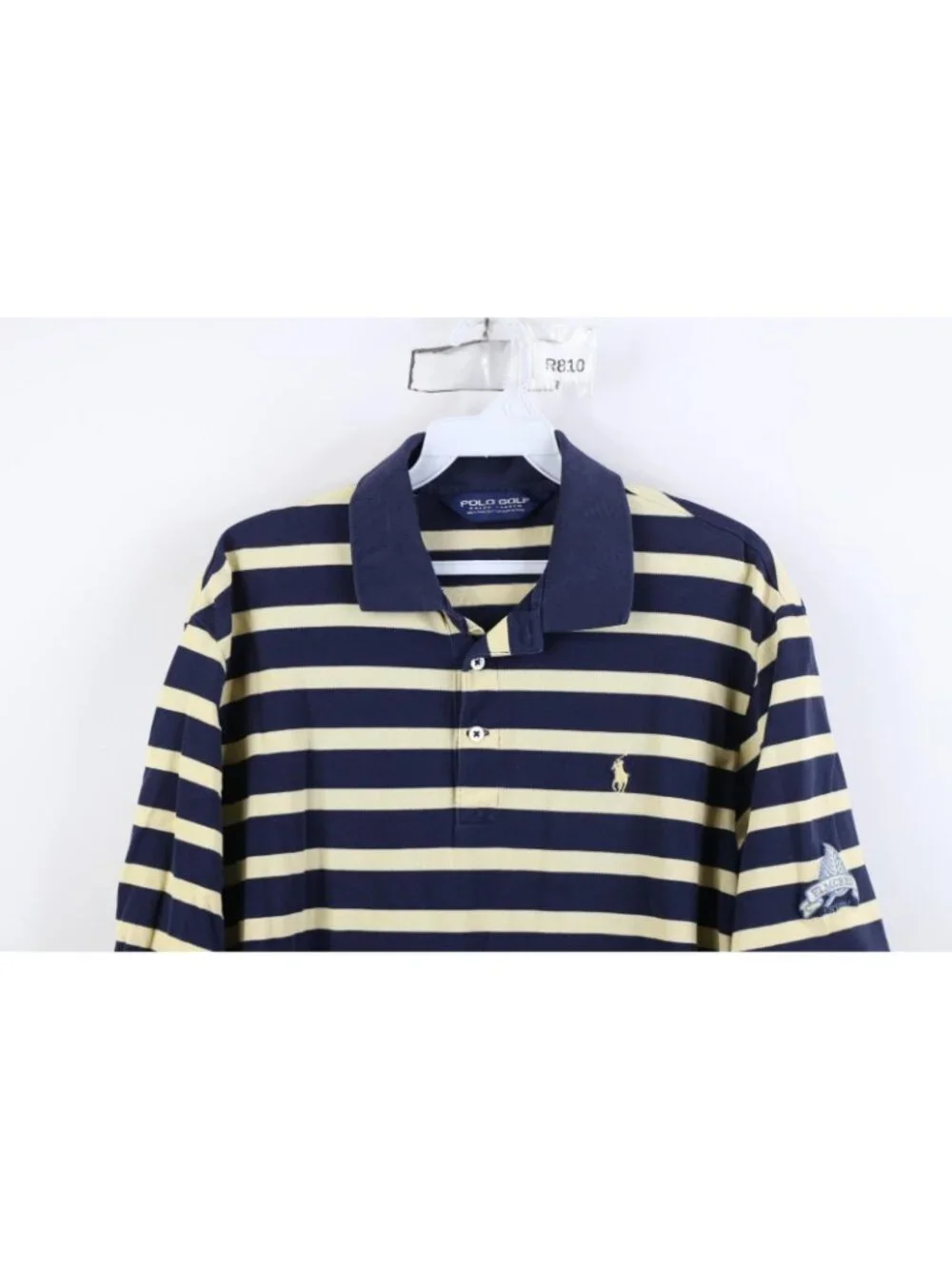 Vintage Polo Golf Ralph Lauren Mens Medium Faded Striped Color Block Polo Shirt